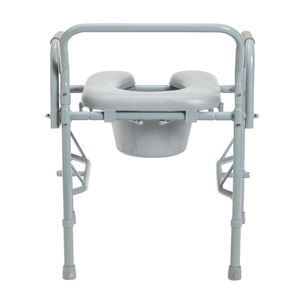 Steel Drop Arm Bedside Commode With Padded Seat Arms