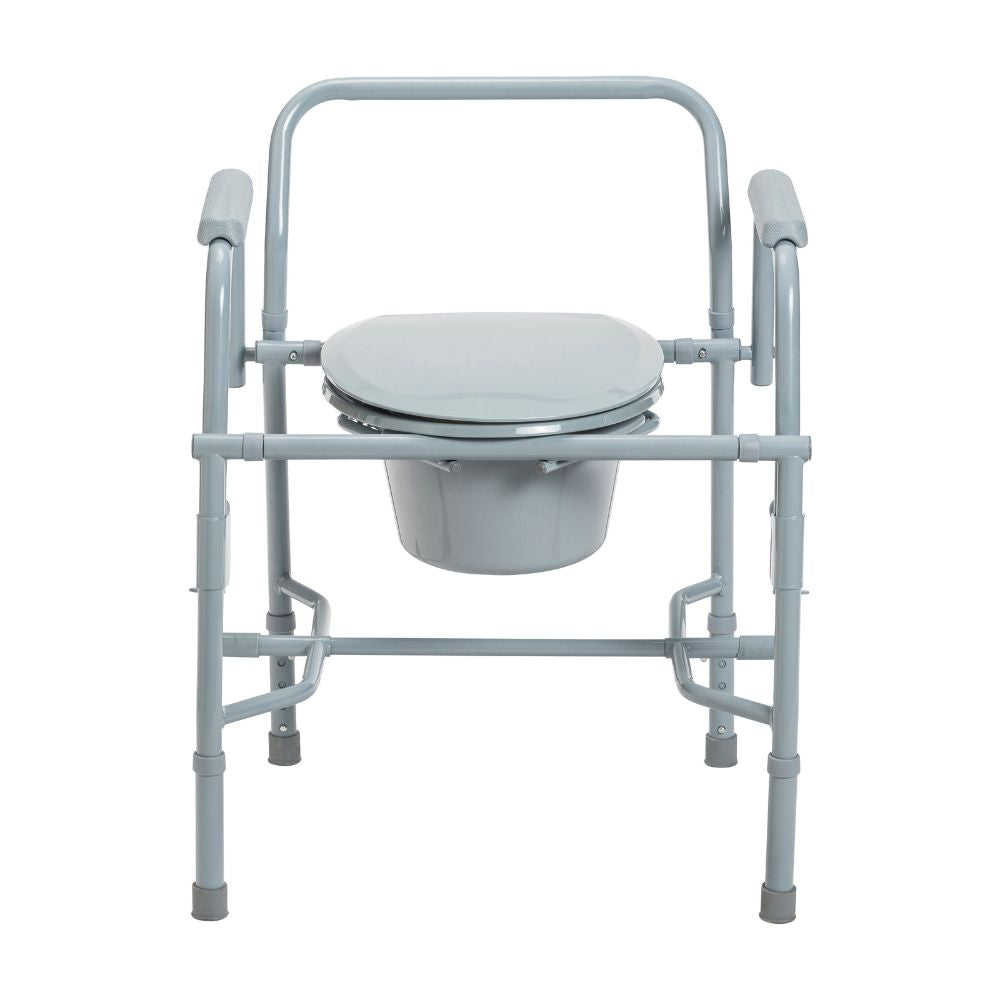 Steel Drop Arm Bedside Commode With Padded Seats Arms