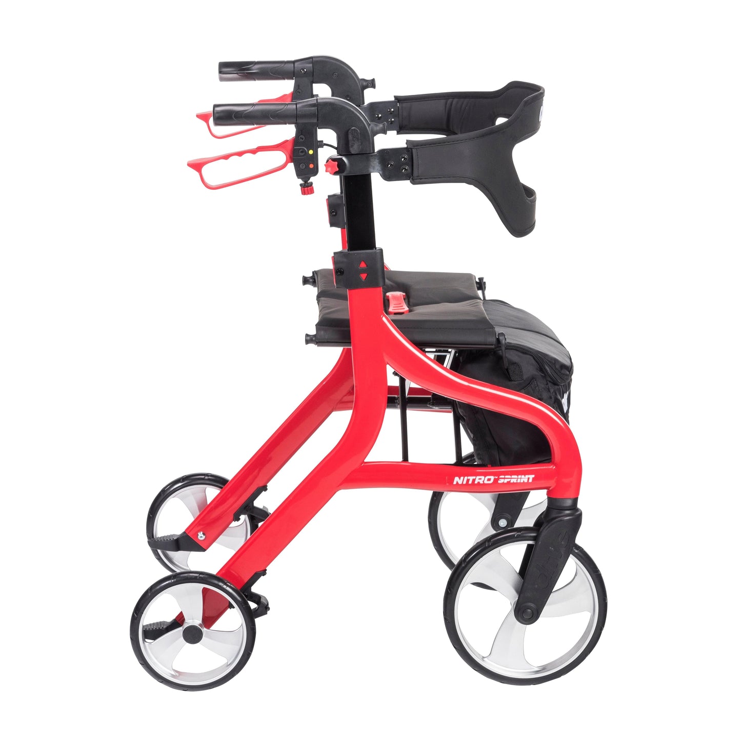 Drive Medical 102662RD Nitro Sprint Rollator Rolling Walker, Red