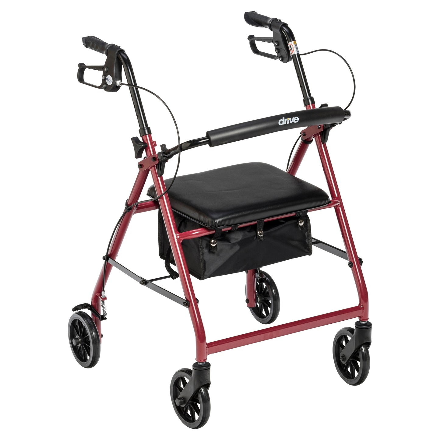 Rollator Rolling Walker with 6" Wheels, Fold Up Removable Back Support and Padded Seat