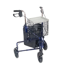 3 Wheel Rollator Rolling Walker with Basket Tray and Pouch