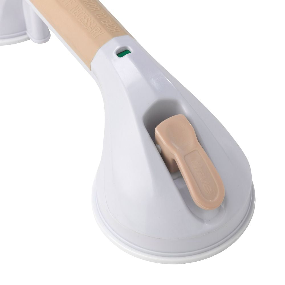 White And Beige Suction Grab Bar 12 Inch