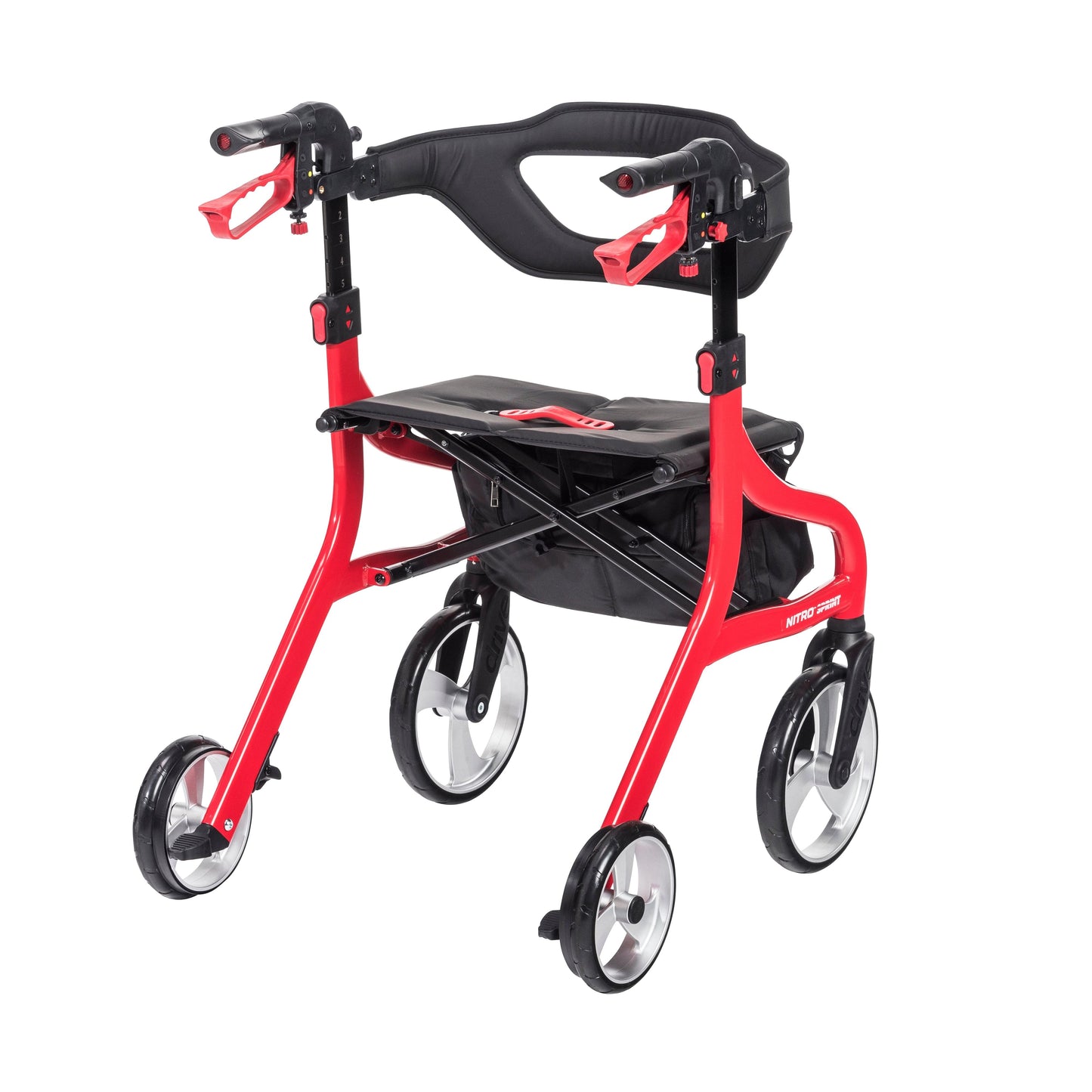 Drive Medical 102662RD Nitro Sprint Rollator Rolling Walker, Red