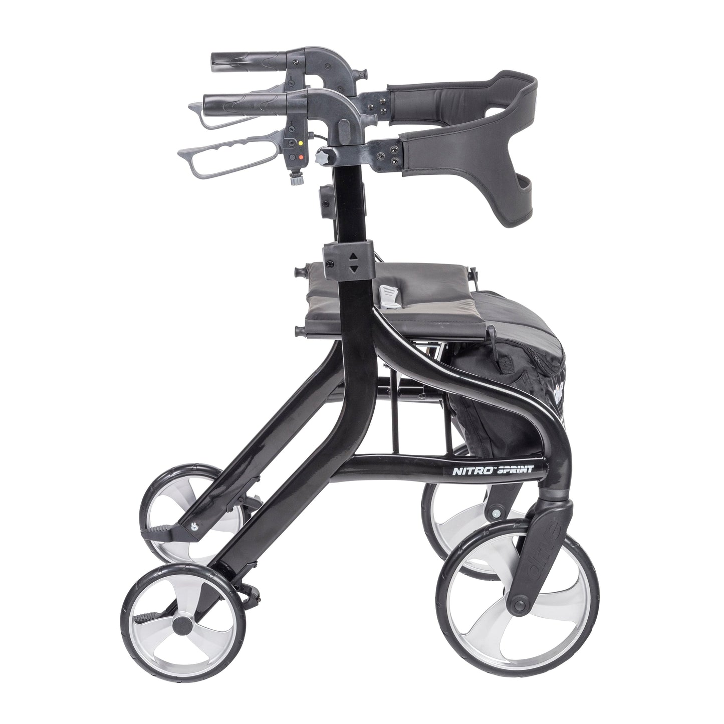 Drive Medical 102662BK Nitro Sprint Rollator Rolling Walker, Black