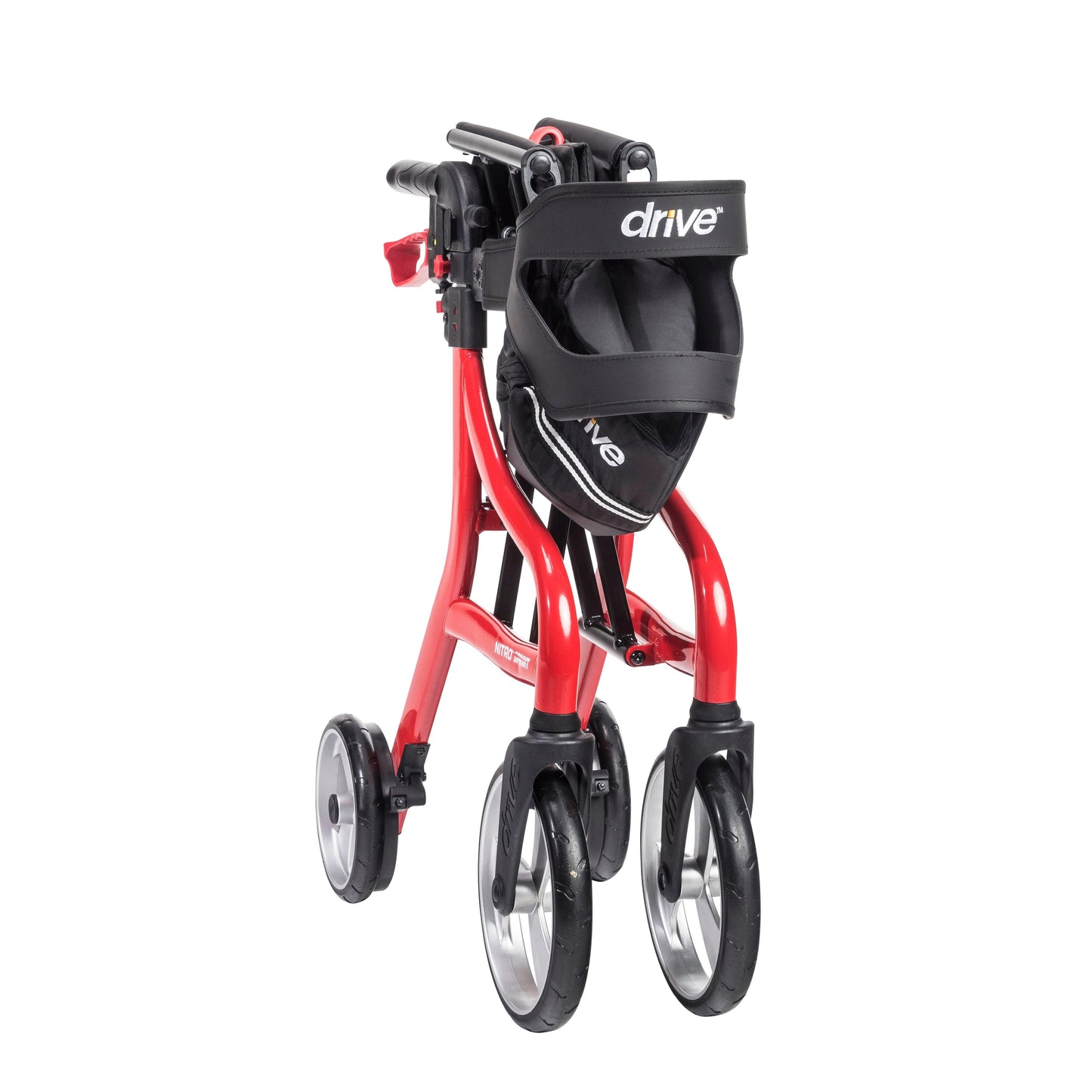 Drive Medical 102662RD-H Nitro Sprint Rollator Rolling Walker, Hemi Height, Red