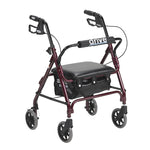 Drive Medical 301PSRN Junior Rollator Rolling Walker with Padded Seat, Red
