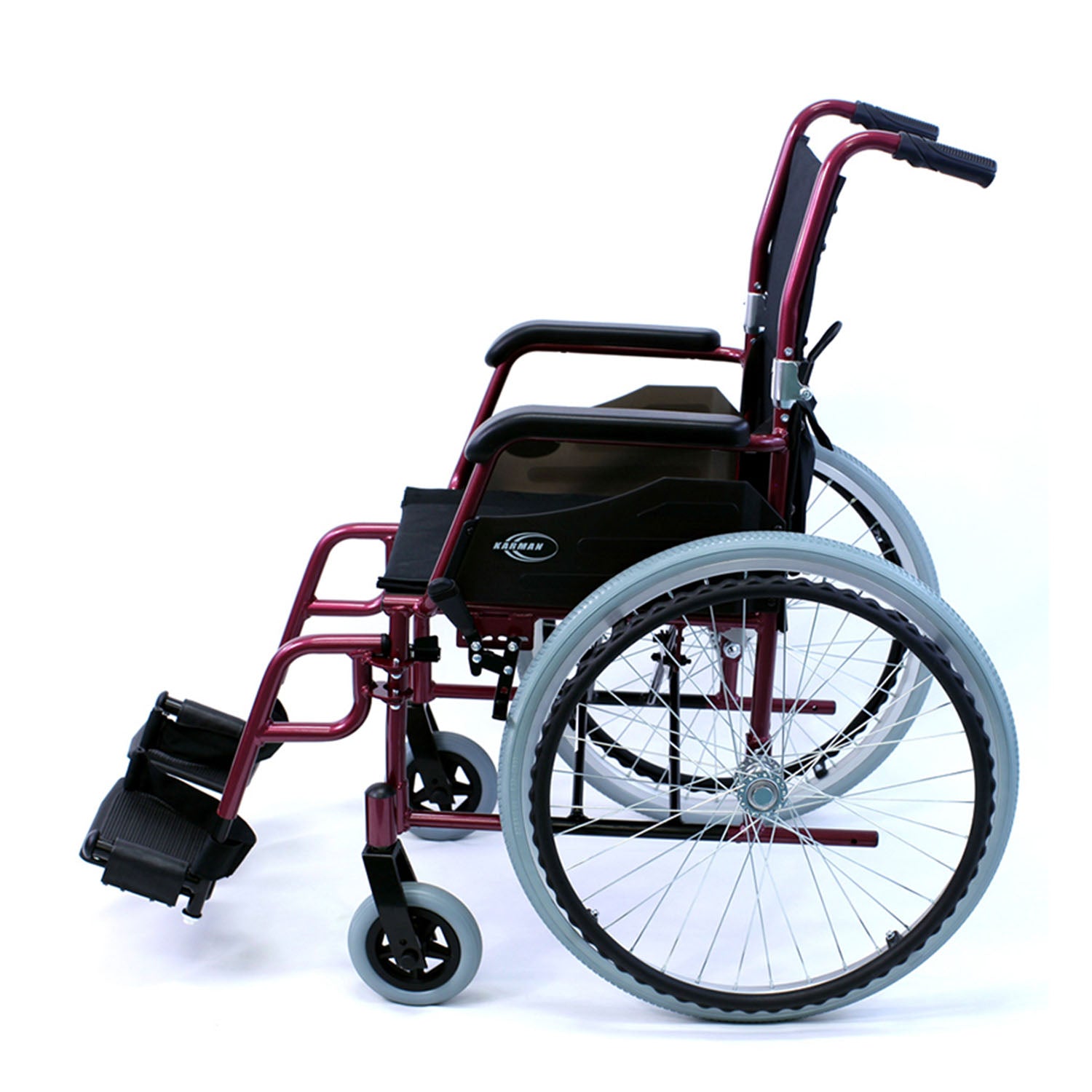 Karman LT-980 18 inch Seat 24 lbs. Ultra Lightweight Wheelchair with Swing Away Footrest in Burgundy
