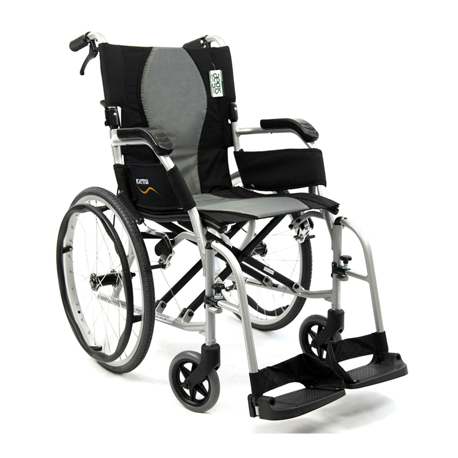 Karman S-2512 Ergo Flight Ergonomic Ultra Lightweight Wheelchair in Silver Frame