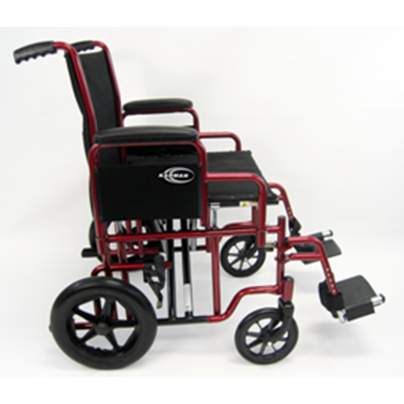 Karman T-922W 22 inch Heavy Duty Transport Wheelchair with Removable Footrest and Armrest
