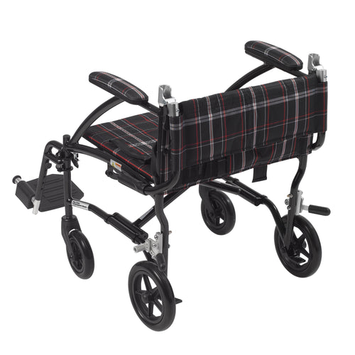 Drive Medical DFL19-BLK Fly Lite Ultra Lightweight Transport Wheelchair, Black