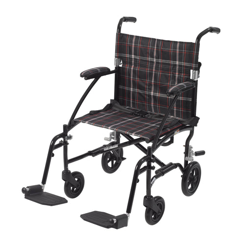 Drive Medical DFL19-BLK Fly Lite Ultra Lightweight Transport Wheelchair, Black