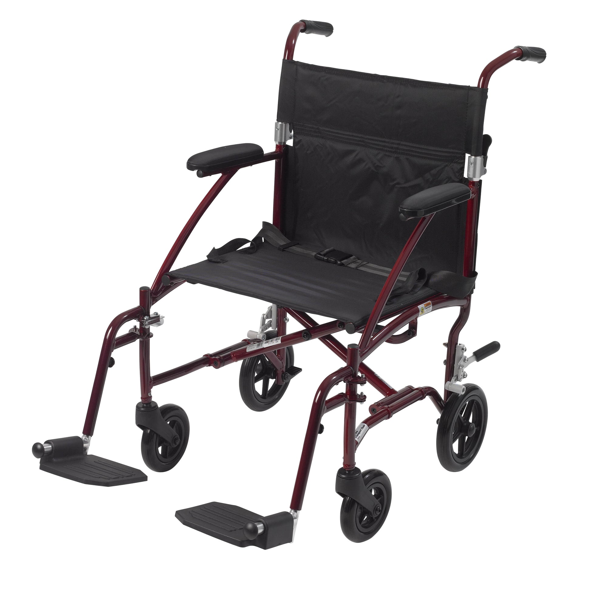 Drive Medical DFL19-RD Fly Lite Ultra Lightweight Transport Wheelchair, Burgundy