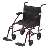 Drive Medical DFL19-RD Fly Lite Ultra Lightweight Transport Wheelchair, Burgundy