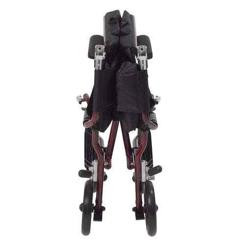 Drive Medical DFL19-RD Fly Lite Ultra Lightweight Transport Wheelchair, Burgundy