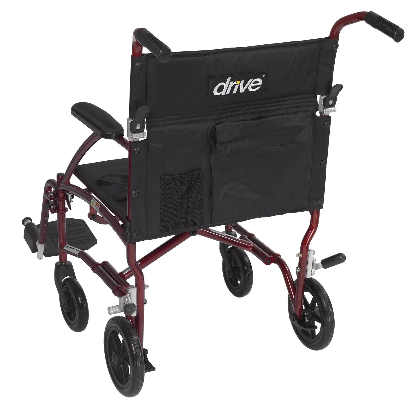 Drive Medical DFL19-RD Fly Lite Ultra Lightweight Transport Wheelchair, Burgundy