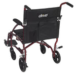 Drive Medical DFL19-RD Fly Lite Ultra Lightweight Transport Wheelchair, Burgundy