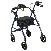 Drive Medical R728BL Aluminum Rollator Rolling Walker with Fold Up and Removable Back Support and Padded Seat, Blue