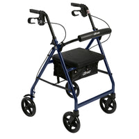 Drive Medical R728BL Aluminum Rollator Rolling Walker with Fold Up and Removable Back Support and Padded Seat, Blue