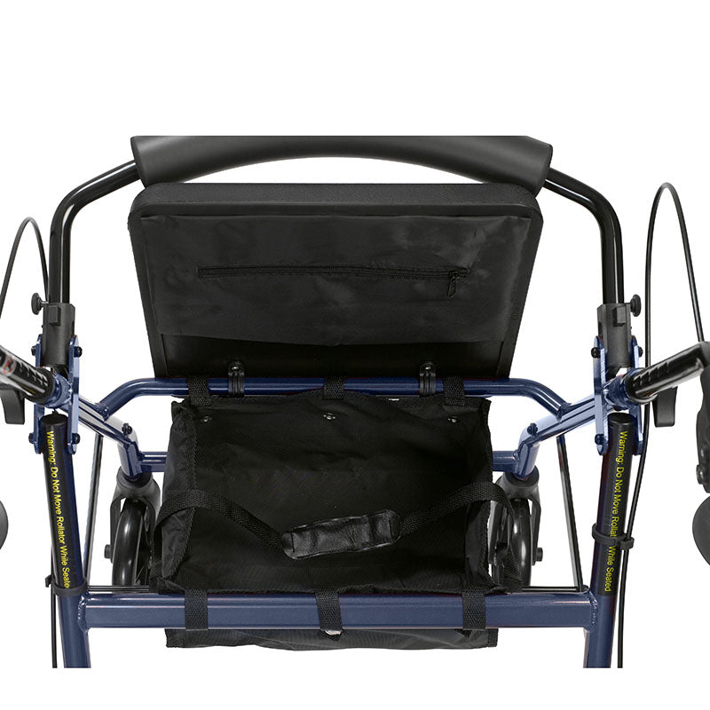 Drive Medical R728BL Aluminum Rollator Rolling Walker with Fold Up and Removable Back Support and Padded Seat, Blue