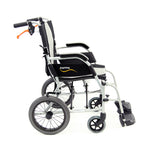 Karman S-2512 Ergo Flight Transport Wheelchair with Swing Away footrest and Companion Brakes