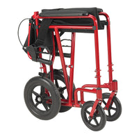 Drive Medical EXP19LTBL Lightweight Expedition Transport Wheelchair with Hand Brakes, Blue