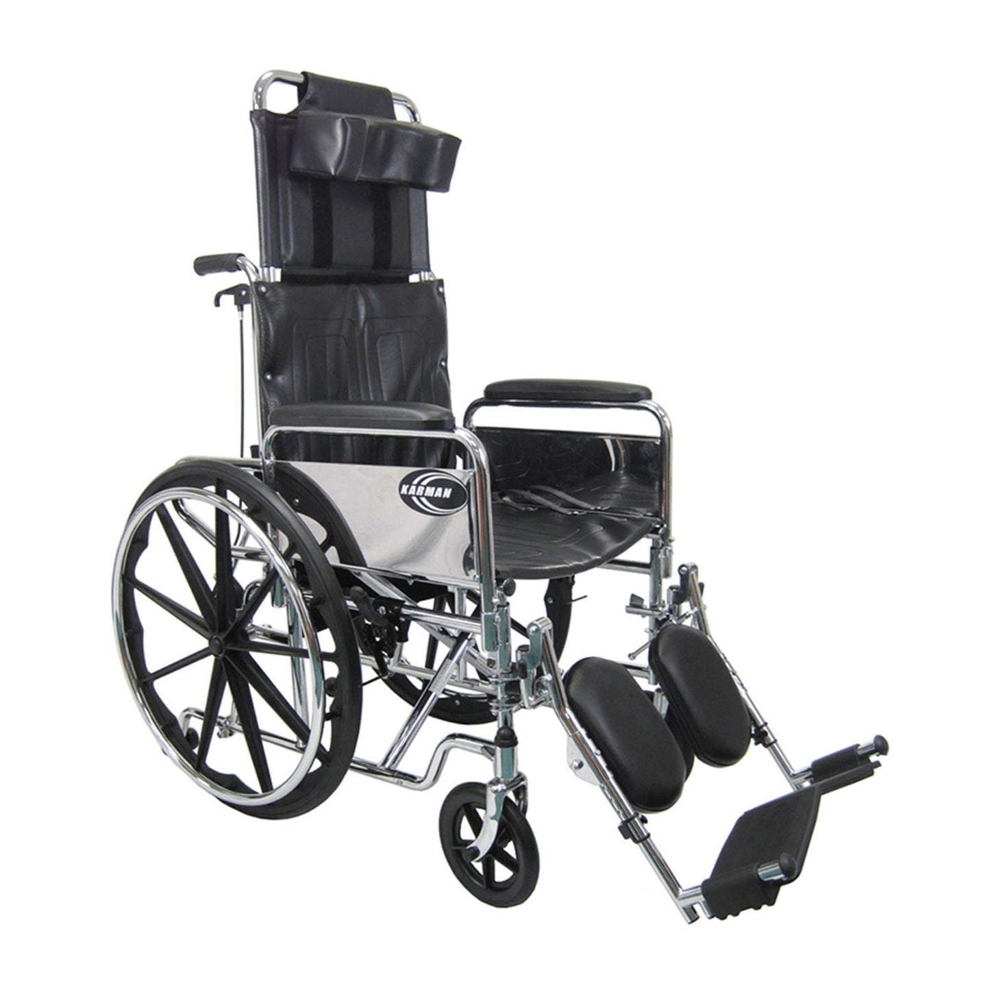 Karman KN-880 20 inch Seat Reclining Wheelchair with Removable Armrest and Elevating Legrest