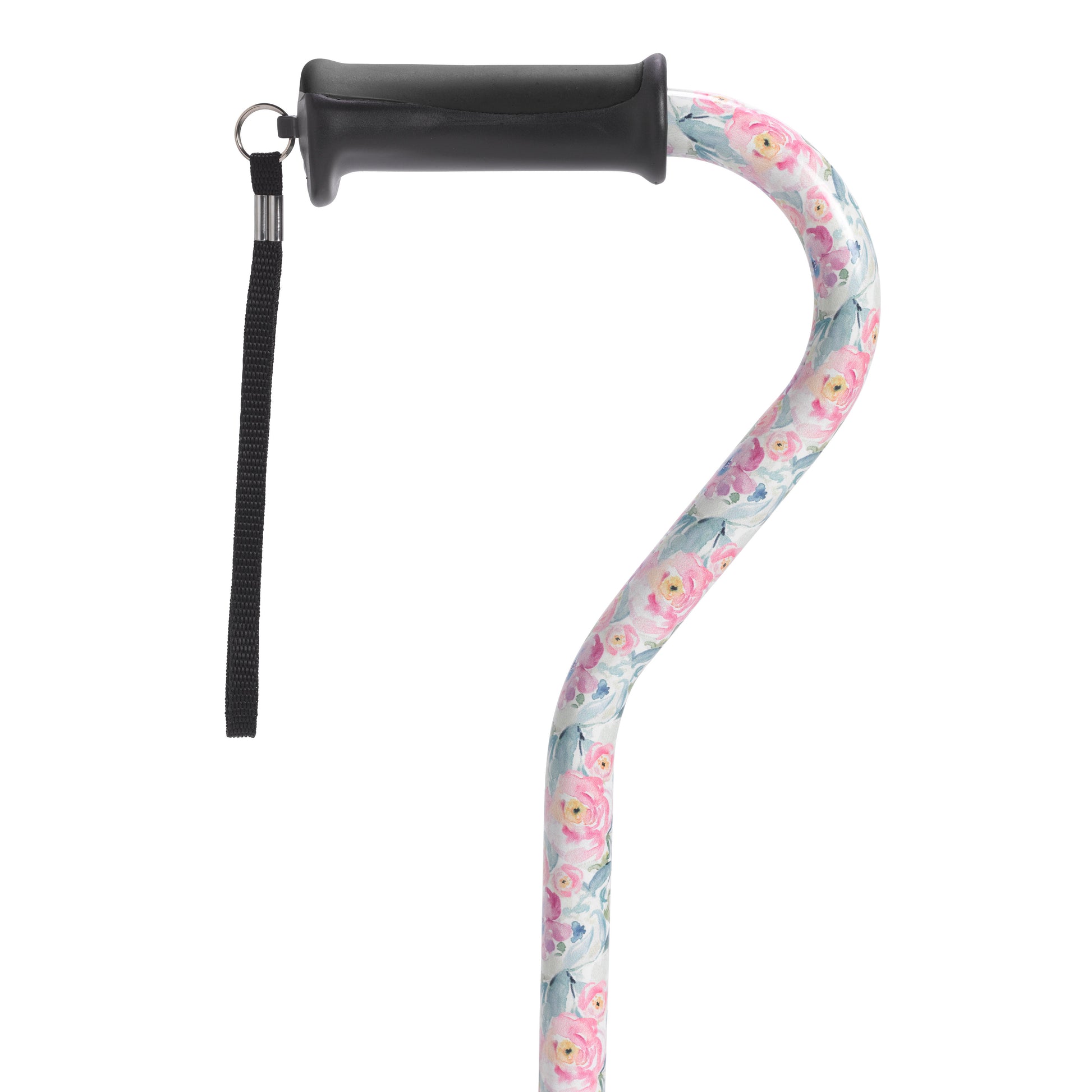 Drive Medical RTL10372FL Adjustable Height Offset Handle Cane with Gel Hand Grip, Floral