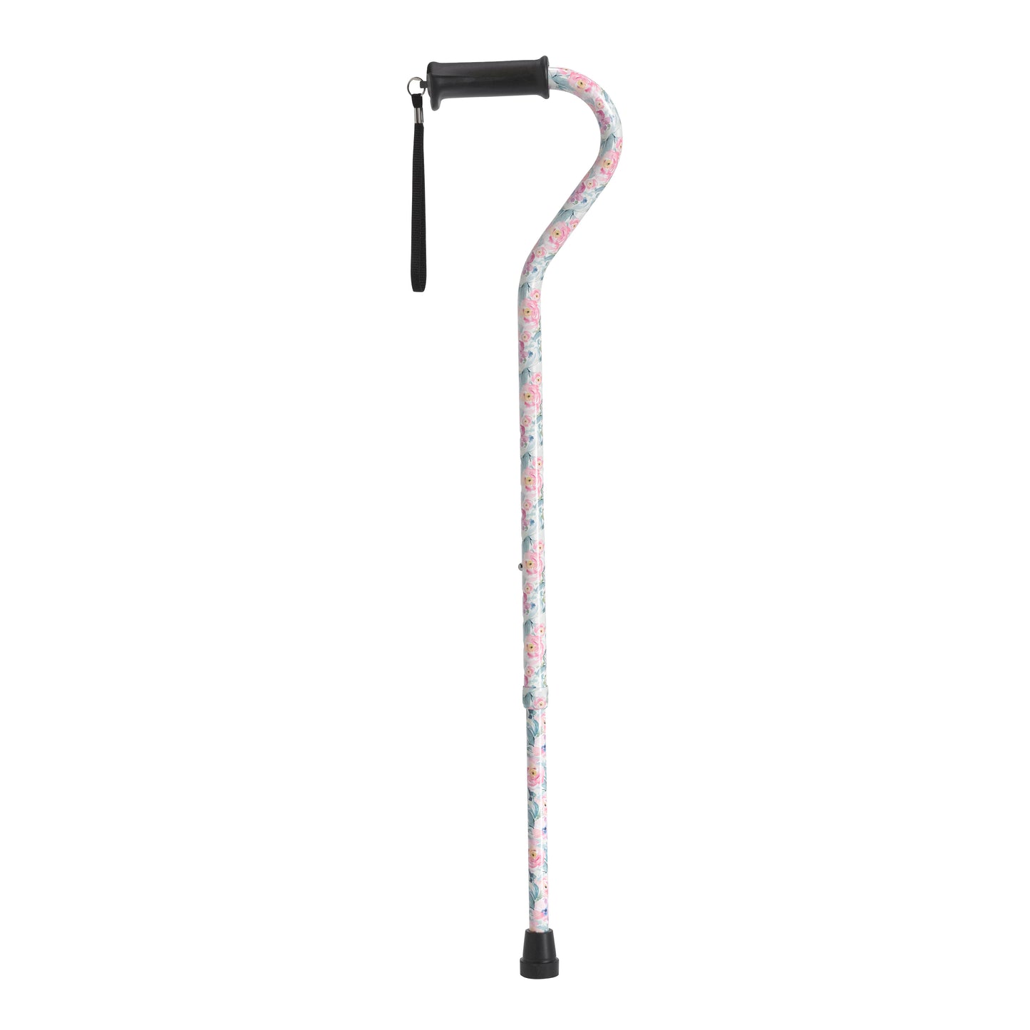 Drive Medical RTL10372FL Adjustable Height Offset Handle Cane with Gel Hand Grip, Floral