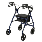 Drive Medical R728BL Aluminum Rollator Rolling Walker with Fold Up and Removable Back Support and Padded Seat, Blue
