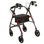 Drive Medical R728RD Aluminum Rollator Rolling Walker with Fold Up and Removable Back Support and Padded Seat, Red