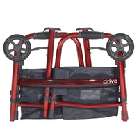 Drive Medical RTL10263KDR Portable Folding Travel Walker with 5" Wheels and Fold up Legs