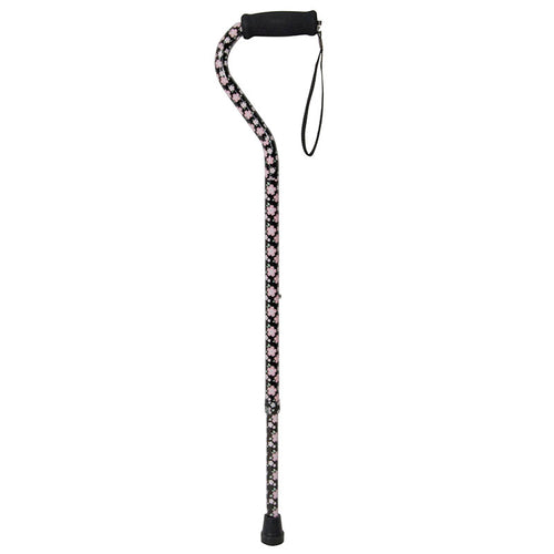 Drive Medical RTL10303PF Foam Grip Offset Handle Walking Cane, Pink Floral