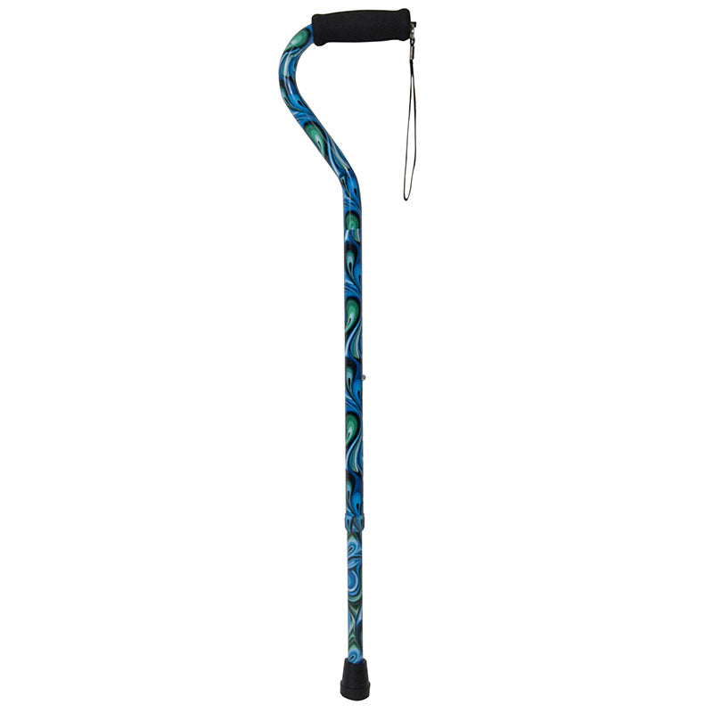 Drive Medical RTL10303SW Foam Grip Offset Handle Walking Cane, Swirl