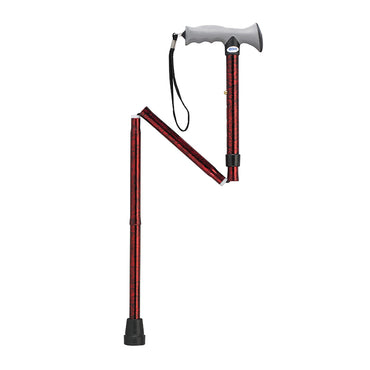 Drive Medical RTL10370RC Adjustable Lightweight Folding Cane with Gel Hand Grip, Red Crackle