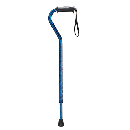 Drive Medical RTL10372BC Adjustable Height Offset Handle Cane with Gel Hand Grip, Blue Crackle