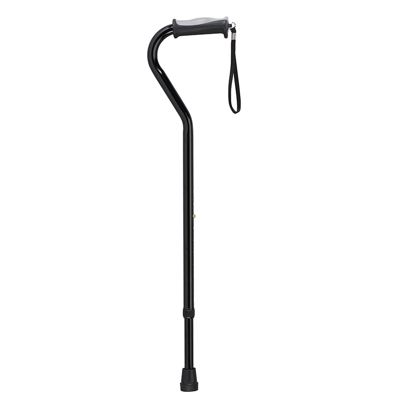 Drive Medical RTL10372BK Adjustable Height Offset Handle Cane with Gel Hand Grip, Black