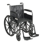 Drive Medical SSP216DFA-SF Silver Sport 2 Wheelchair, Detachable Full Arms, Swing away Footrests, 16