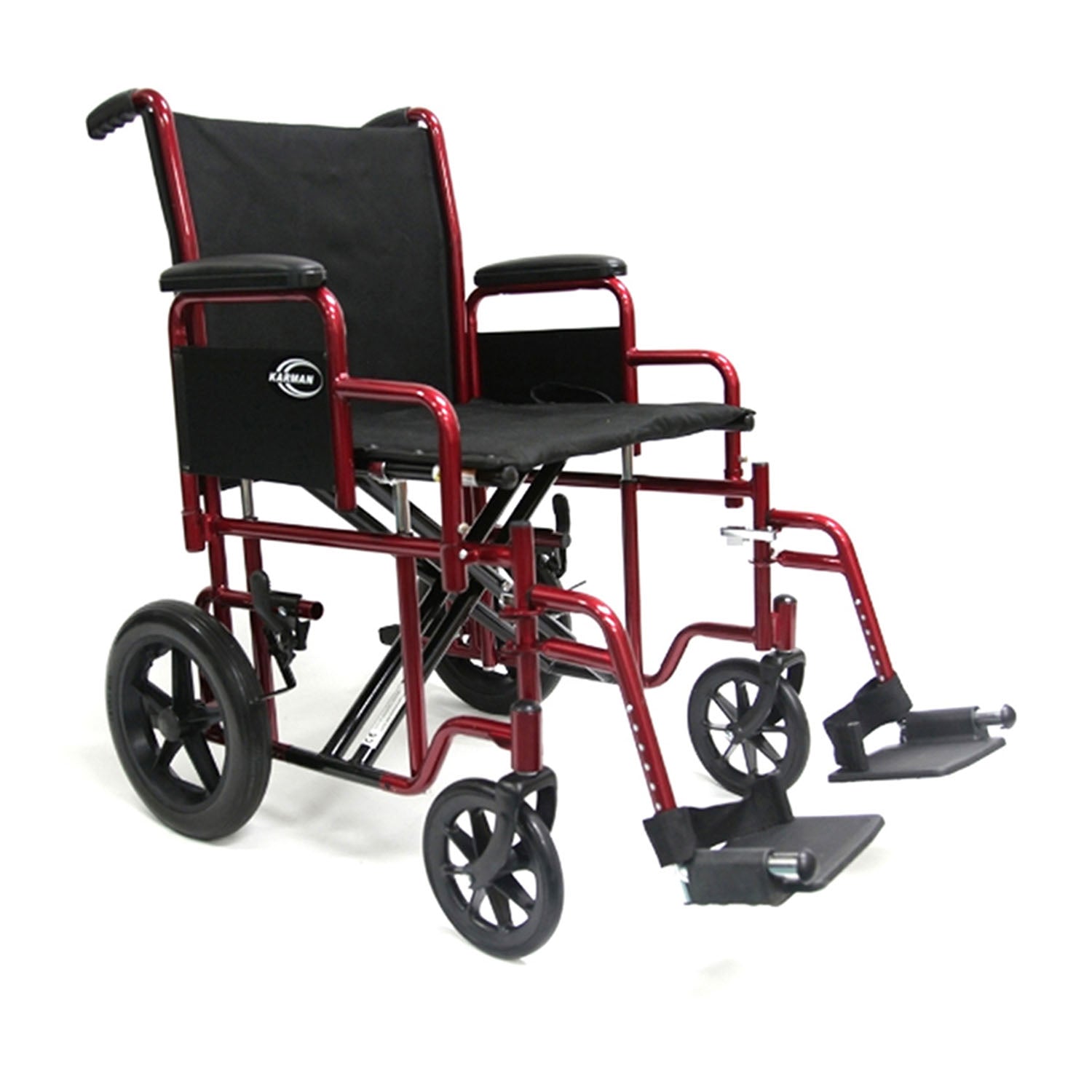 Karman T-922W 22 inch Heavy Duty Transport Wheelchair with Removable Footrest and Armrest