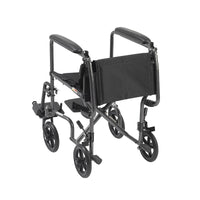 Drive Medical TR39E-SV Lightweight Steel Transport Wheelchair, Fixed Full Arms, 19" Seat