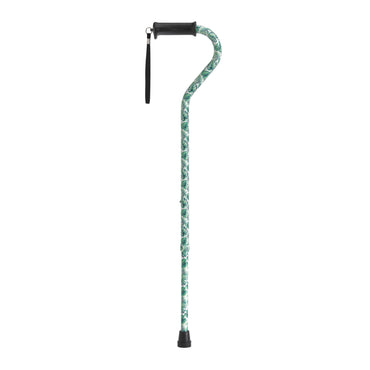 Drive Medical RTL10372GL Adjustable Height Offset Handle Cane with Gel Hand Grip, Green Leaves